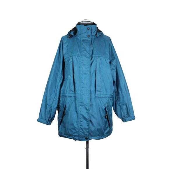 Eddie Bauer women's vintage blue full‎ zip front rain jacket windbreaker - Picture 1 of 12